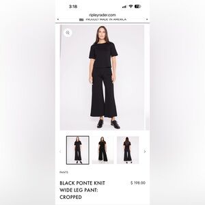 Ripley Rader BLACK PONTE KNIT WIDE LEG PANT: CROPPED